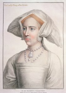 Mary Tudor (1516-58), Francesco Bartolozzi (1727-1815) tarafından oyulmuş (gravür) by Hans (after) Holbein the Younger