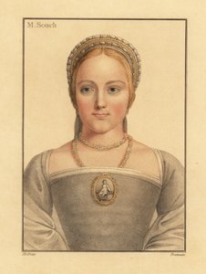 Mary Zouch, Jane Seymour'u bekleyen bayan., 1812 (gravür) by Hans (after) Holbein the Younger