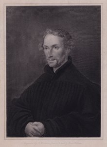 Philipp Melanchthon, Alman Protestan reformcu ve Martin Luther ile işbirlikçi (gravür) by Hans (after) Holbein the Younger