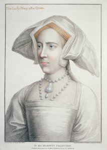 Francesco Bartolozzi (1727-1815) tarafından oyulmuş Kraliçeden Sonra Meryem Portresi (1516-58) 1796 (gravür) by Hans (after) Holbein the Younger