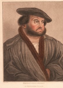 Sanatçı Hans Holbein'in Kensington Sarayı'ndaki otoportresi. ,1812 (gravür) by Hans (after) Holbein the Younger