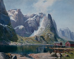 Northlandfjord c.1890 (tuval üzerine yağlı boya) by Hans Andreas Dahl