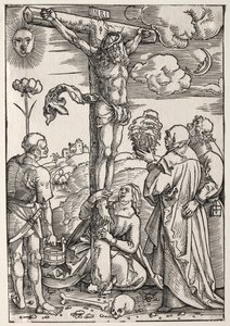 Meryem, Aziz John, Mary Magdalen ve Aziz Stephen ile Haç Üzerinde İsa by Hans Baldung