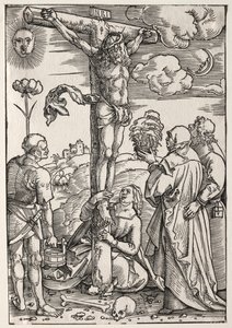 Meryem, Aziz John, Mary Magdalen ve Aziz Stephen ile Haç Üzerinde İsa, 1505. by Hans Baldung