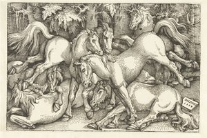 Yedi dövüş atı grubu by Hans Baldung Grien