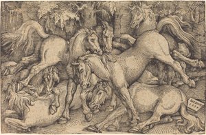 Ormanda Yedi At Grubu by Hans Baldung Grien