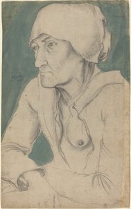 Şapkalı Yaşlı Bir Kadının Yarım Figürü by Hans Baldung Grien