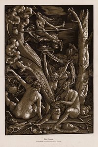 Cadıların Şabat Günü (tahta baskı) by Hans Baldung Grien