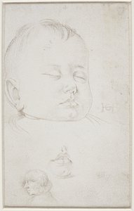 Üç çeyrek profilde küçük bir oğlanın başı, oğlanın yarı açık ağzı ve by Hans Baldung Grien