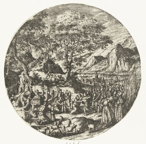Esav ve Yakup arasındaki uzlaşma by Hans Bol
