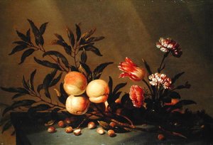 Şeftali ve Çiçeklerin Natürmortu, 1641 by Hans Bollongier