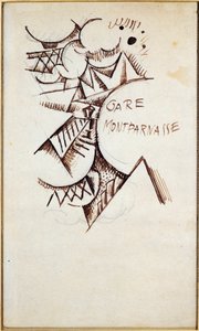 Gare Montparnasse Çin mürekkebi ve kurşun kalemle çizimi, Hans Bolz (1885-1918) 1912 Özel koleksiyon by Hans Bolz