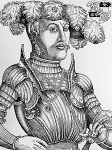 Magnanimous (1504-1567) olarak bilinen Hessen Landgrave I. Philip'in portresi, gravür Hans Brosamer (1495-1554)
