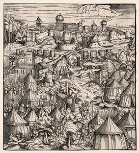 Der Weisskunig Beyaz Kral: Padua Kuşatması, 1512-1515. by Hans Burgkmair