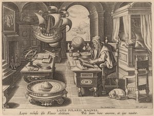 Lapis Polaris, Magnes (Lodestone, Magnet) by Hans Collaert the Younger after Jan van der Straet
