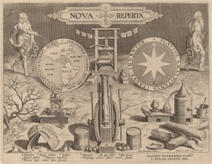 Nova Reperta (Yeni Keşifler) için Başlık Sayfası by Hans Collaert the Younger after Jan van der Straet