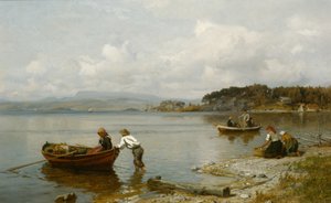 fiyort manzarası by Hans Gude