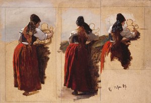 Rügenli Bir Kadının Çalışmaları by Hans Gude