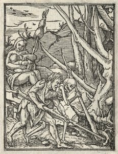 Ölümün Dansı: Cennetten Kovulma; Adam Toprağı İşliyor by Hans Holbein