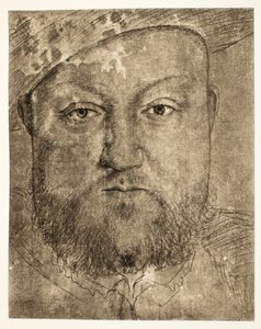 Henry VIII tebeşir çizimi, c.1540, pub. 1902 (kollotip) by Hans Holbein der Jüngere