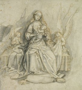 Madonna ve Çocuk (kağıt üzerine kurşun kalem ve kahverengi mürekkep) by Hans Holbein the Elder
