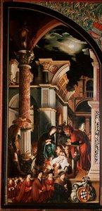 Altarpiece Oberried: “Çobanların Tapınması”” Ahşap üzerine Detrempe, Hans Holbein the Young (1497/8-1543) 1521-1522 Sun. 231x109 cm Cathedrale de Fribourg, İsviçre by Hans Holbein der Jüngere