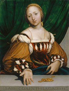 Laïs of Corinth, 1526 (kireç ağacı üzerine yağlı boya) by Hans Holbein der Jüngere