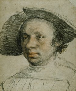 Geniş Kenarlı Şapkalı Bir Genç Portresi, c.1524-26 (kağıt üzerinde tebeşir) by Hans Holbein der Jüngere