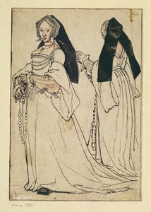 İngiliz Kapşonlu Bir Kadının İki Görünümü, c.1528-30 by Hans Holbein der Jüngere