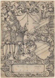 Arması Olan Bir Donör (Kalkan Arkadaşı ve Eğik Çubuk Hanedan Kalkanı) by Hans Jegli II