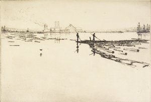 The Log Boom, c.1924 (gravür) by Hans Kleiber