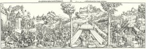 Landsknechts 16. yüzyılın başında bir savaşta savaşıyor (gravür) by Hans Leonard (after) Schaufelein