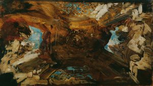 "Dünyanın dört parçası" tavan için renkli kroki by Hans Makart