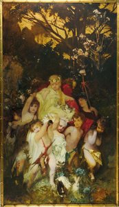 Modern Amoretti, Üç Parçalı, orta panel, 1868. by Hans Makart