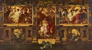 Modern aşk tanrıları - bir duvar dekorasyonu için tasarım by Hans Makart