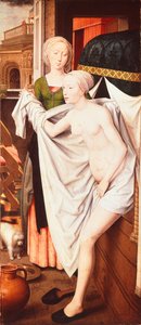 Bathsheba banyosunda, c.1485 (resim) by Hans Memling
