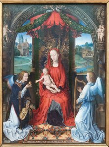 Madonna ve Çocuk meleklerle taçlandı by Hans Memling