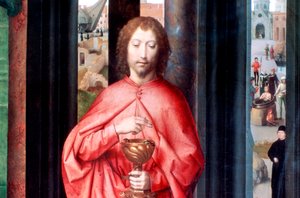 Aziz Catherine ve Diğer Azizlerin Mistik Evliliği, Detay, c1453-1494 by Hans Memling