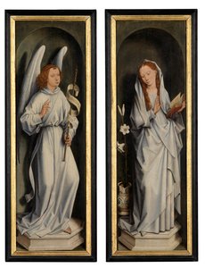 Müjdeyi gösteren bir çift kanadın tersi (panel üzerinde yağ) by Hans Memling