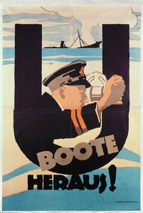Alman 1. Dünya Savaşı afişi, U BOATS AWAY