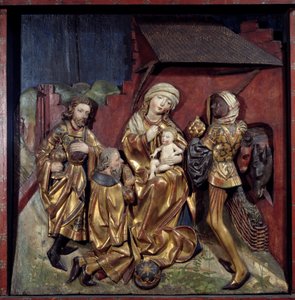 Hans Schuechlin (1440-1505) tarafından polikrom altın ahşap üzerine Magi Rölyefinin hayranlığı by Hans Schüchlin