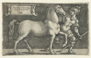 Büyük İskender atı Bucephalus ile Alexander Mangnvs (nesne üzerindeki başlık) by Hans Sebald Beham