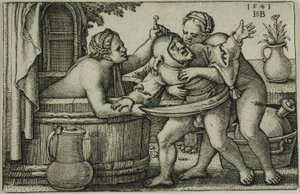 soytarı ve iki banyo kadın by Hans Sebald Beham