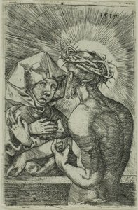 Annesiyle Konuşan Dikenlerle Taçlandırılan İsa by Hans Sebald Beham