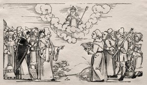Luther ve Katolik İlahiyatçı arasındaki anlaşmazlık. by Hans Sebald Beham