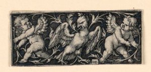 Bir kartaldan kaçan iki putti ile friz by Hans Sebald Beham