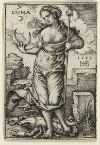 Ay, Zodyaklı Yedi Gezegenden yedinci plaka by Hans Sebald Beham