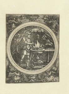 Mucius Scaevola sağ eli ateşin içinde by Hans Sebald Beham