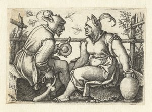 Fallus ve dişi nar ile soytarı by Hans Sebald Beham