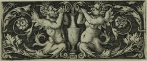 Dört Vinyetten İki Tritonlu Süsleme by Hans Sebald Beham